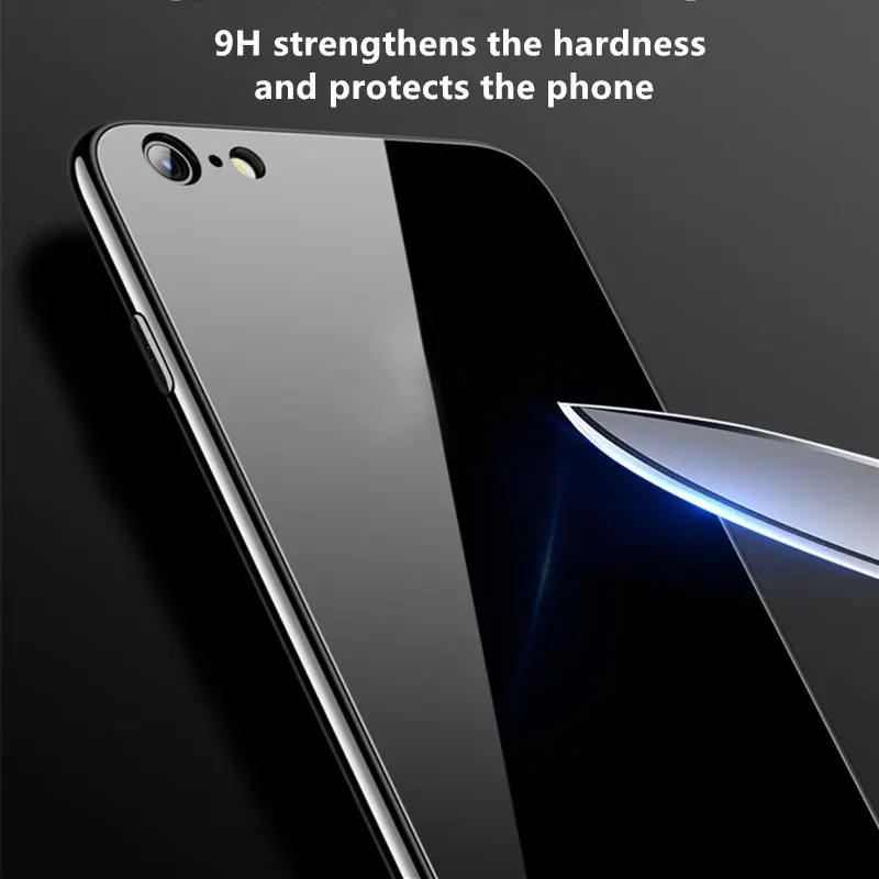 Luxuxy Tempered Glass Phone Cases For iPhone 7 8 6 6S Plus Case Protective Hard Back Soft Silicone Edge Cover For iPhone X Case