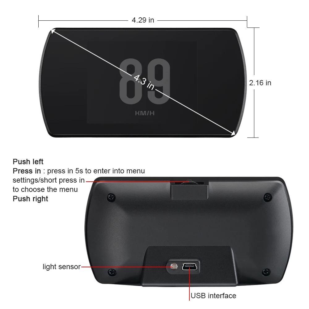 Автомобильная электроника дисплей Автомобильный Hud Obd2 дисплей Hud проектор Gps Спидометр Автомобильный дисплей проектор на лобовое стекло