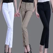 Осенне-зимние Новые Модные узкие брюки со средней талией для женщин, офисный стиль OL, рабочая одежда, обтягивающие штаны, женские винтажные брюки