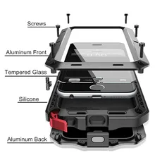 Heavy Duty Защита Чехол для iPhone 7 6 6s плюс 5 5S SE металлическая крышка Алюминий противоударный Броня телефон случаях + Стекло Экран фильм