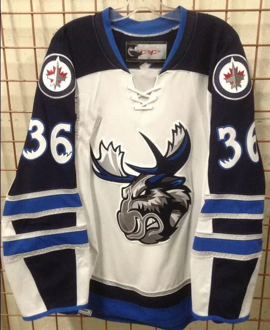 

Vintage MANITOBA MOOSE 36 NELSON NOGIER Hockey Jersey Embroidery Stitched Customize any number and name Jerseys.