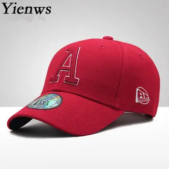 

Yienws Letter A Embroidery Bone Baseball Caps Men Women Summer Cotton Dad Hats Red Black Chapeau Homme YIC609