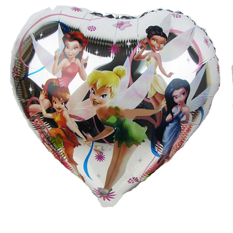 

The new heart tinkerbell elfin mylar balloon for birthday party fairy Aluminium foil ballons helium balloons