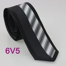 YIBEI coahella Галстуки Черная кайма контрастная левая вертикальная полоса правая серебряная полоса узкий галстук 6 см тощий галстук подарок для мужчин