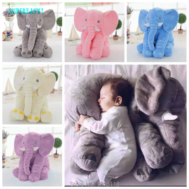 ФОТО Jumbo Elephant Plush Baby Sleeping Cushion Lumbar Cushion Long Nose Pillow Kid Adult PP Cotton Stuffed Toys Girl Lovers Gift