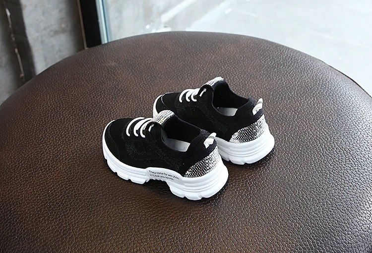 Girls' rhinestone Sports Shoes New Fashion Children's Mesh Air-permeable Leisure Boys' Shoes 1-4 Years Old