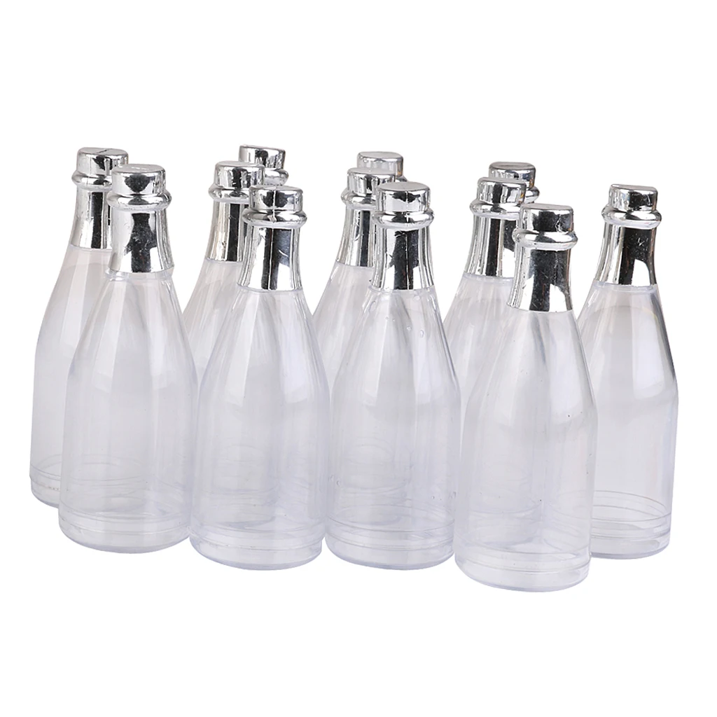

12pcs Clear Fillable Champagne Bottles Candy Boxes Wedding Party Shower Favors