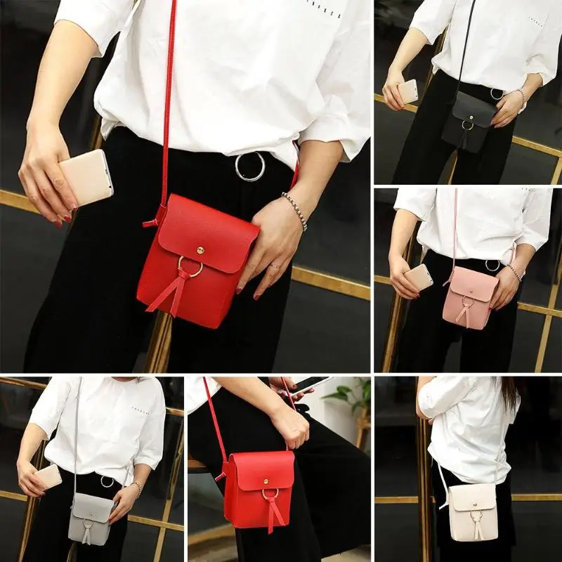 

Casual Pure Color Women Small Hasp Shoulder Handbags Girls PU Leather Crossbody Messenger Bag Teen Phone Purse Totes Pouch Packs