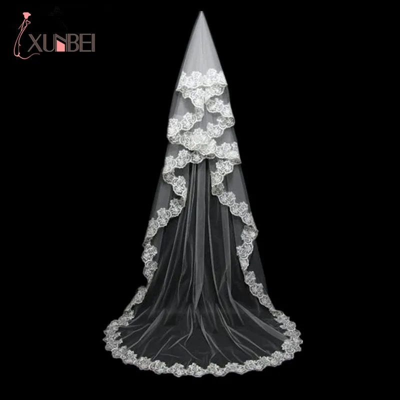 In Stock 2018 Lace Long Wedding Veil White Ivory Bridal Veil New Wedding Accessories Voile Mariage