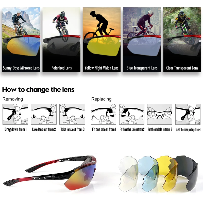 COPOZZ поляризованные велосипедные очки Дорожные мужские спортивные солнцезащитные очки для горного велосипеда MTB велосипедные очки для езды на велосипеде 5 линз