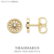 Золотые Солнечные сережки-гвоздики в этническом стиле Томаса, модные ювелирные украшения для женщин, Ts подарок из 925 пробы серебра, Супер предложения