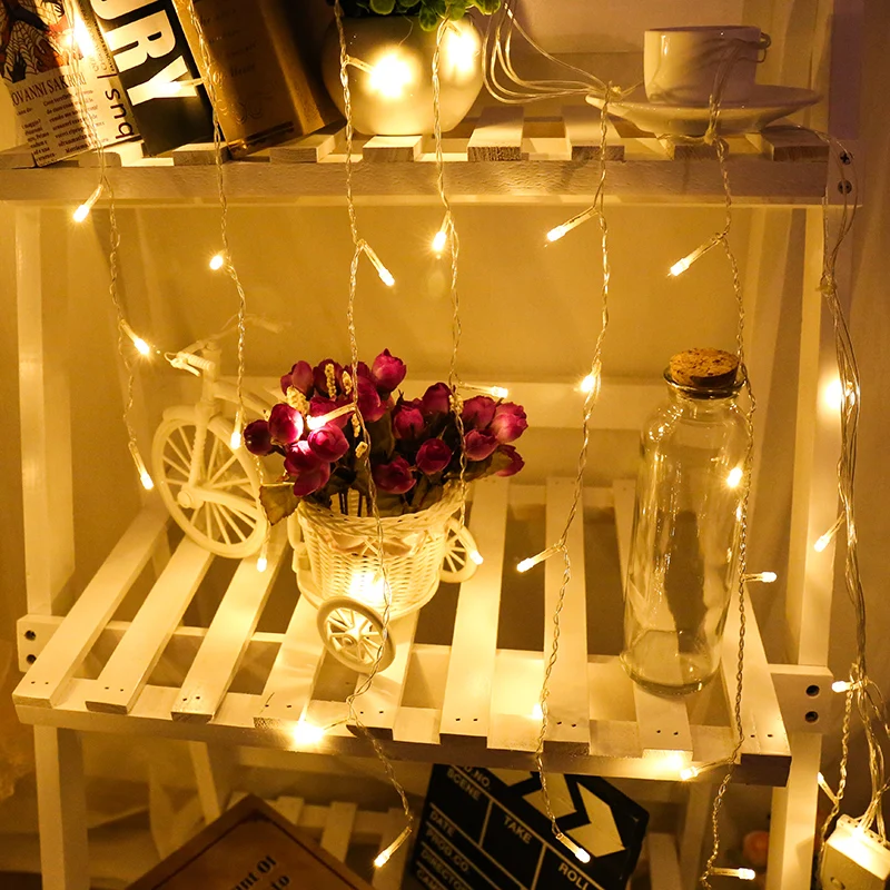 Светодиодный светильник-Гирлянда для занавесок, Сказочная сосулька, светодиодный, 3 м* 1 м/2 м/3 м, Рождественская гирлянда, Свадебная вечеринка, окно для патио, уличный светильник-гирлянда, Декор
