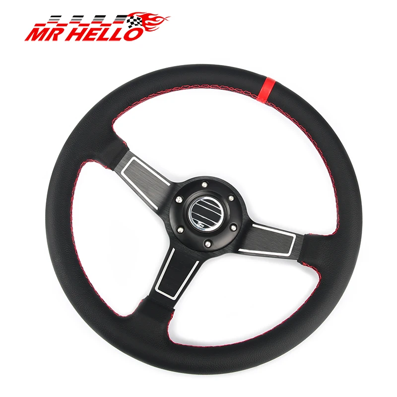 

High Quality 14'' 350mm Black Real Leather ND Rally Tuning Drift Racing Steering Wheel SPCO