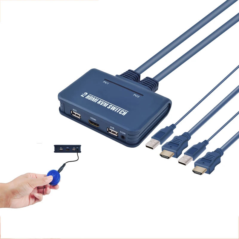 2 порта hdmi Schalter kvm коммутатор с кабелем для монитора USB клавиатура мышь HDMI переключатель поддержка настольного контроллера