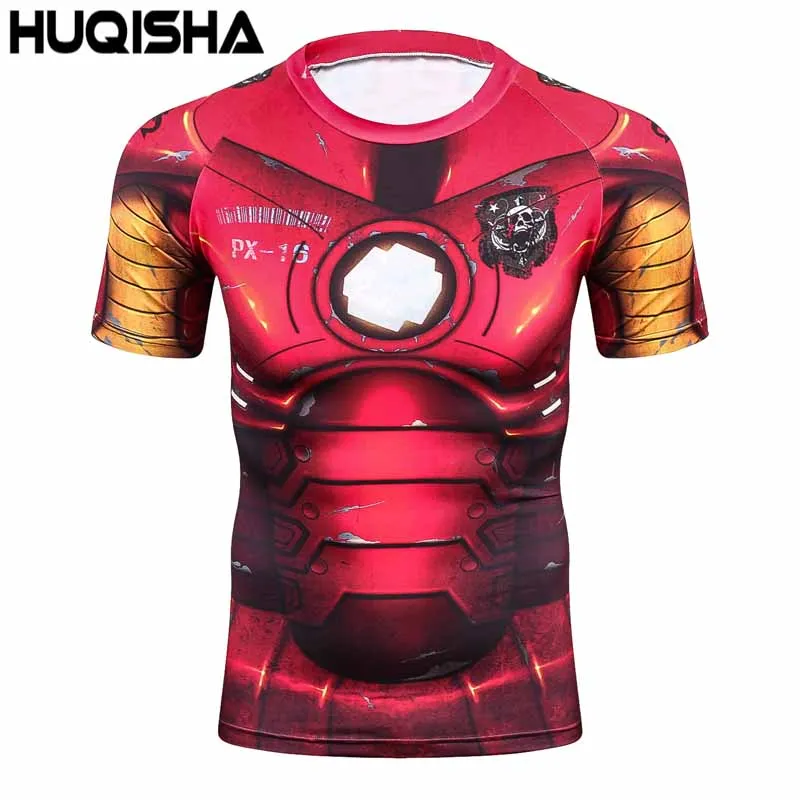 

Full Prints T-shirts Mens Compression Shirt Base Layer Short Sleeve Workout Fitness MMA Body Building Tops Rashguard T-Shirt