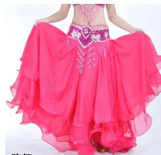 

1pcs/lot free shipping woman belly dancing skirt solid candy color chiffon large hem belly skirt stage performance skirt