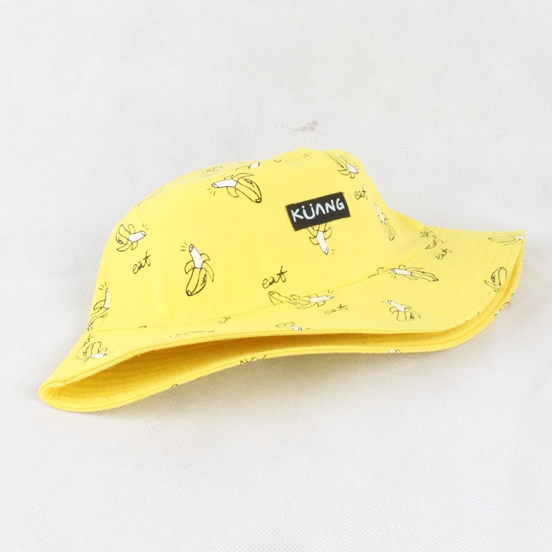 Желтая панама с рисунком банана|cotton bucket hat|mens hatbucket hat |