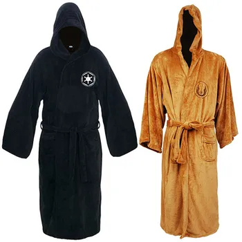 

Flannel Robe with Hooded Male Star Wars Dressing Gown Jedi Empire Men's Bathrobe Winter Long Robe Mens Bath Robe