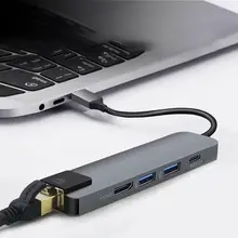 5 в 1 концентратор USB Type C Hdmi 4K USB C концентратор для Gigabit Ethernet Rj45 Lan адаптер для Mac book Pro Thunderbolt 3 USB-C зарядное устройство