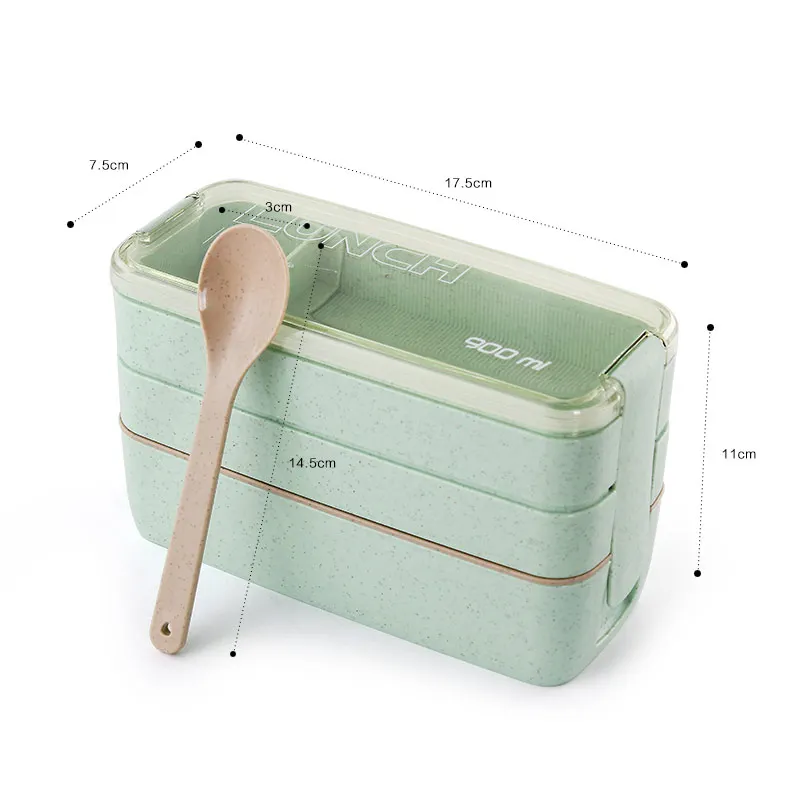 IVYSHION Портативный Ланч-бокс 3 слоя пшеничной соломы Bento коробки микроволновая посуда для детей для пикника контейнер для хранения еды Ланчбокс
