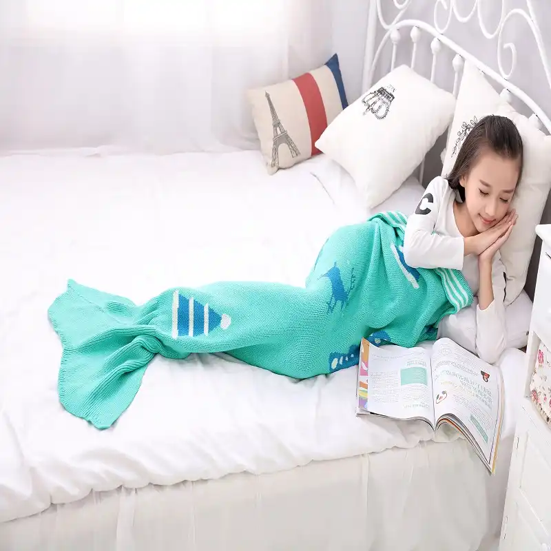 Parkshin حورية البحر بطانية حورية البحر ذيل الصوف ل غطاء أريكة نمط جديد الاتجاه الكبار الأطفال الاسترخاء النوم قيلولة البطانيات بالجملة في بطانيات من المنزل والحديقة على Buy Unohama Club Store