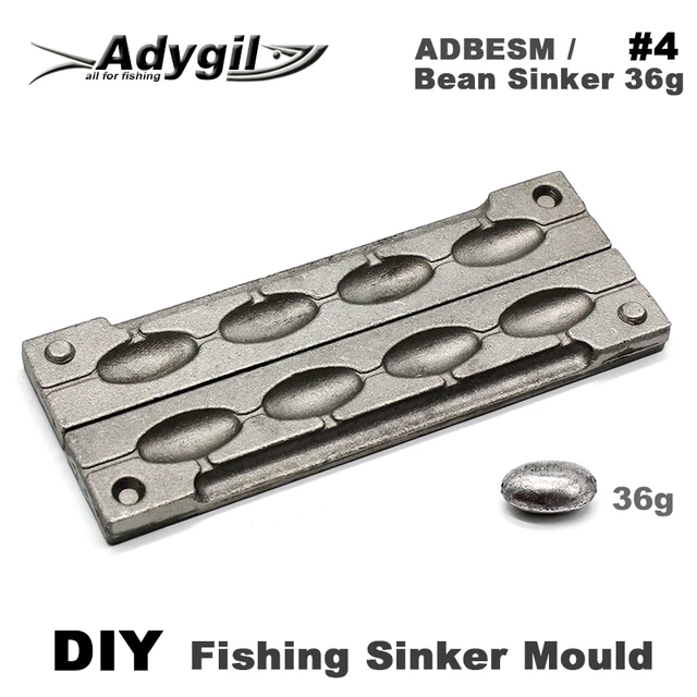 Adygil Diy Fishing Bean Sinker Mould Adbesm/#4 Bean Sinker 36g 4 Cavities -  Fishing Tools - AliExpress