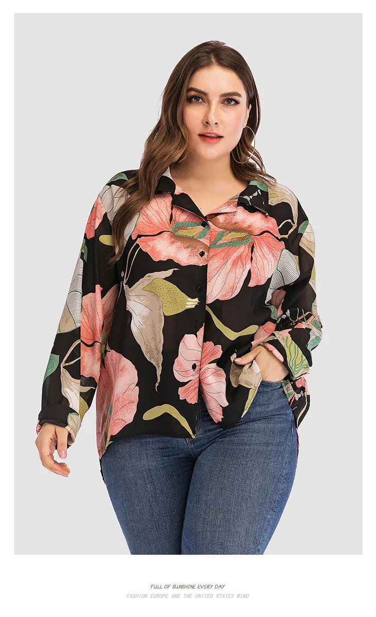 TUHAO 4XL 3XL 2XL женские блузки большого размера модные рубашки на пуговицах элегантные офисные женские блузки размера плюс осенние Рубашки LW104