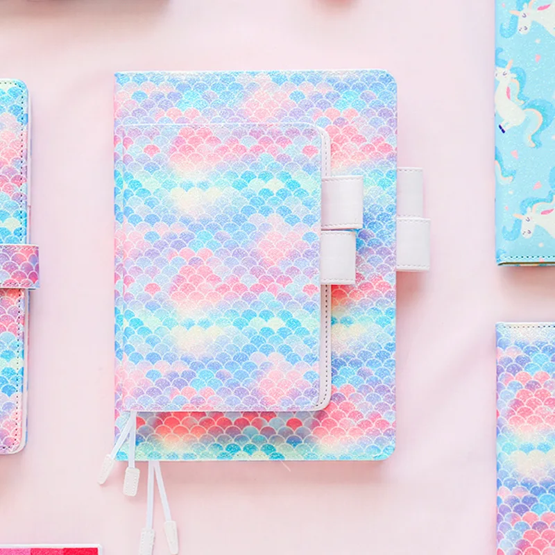 

1pcs PU Cover Notebook Mermaid sequins Diary loose-leaf Book Exercise Composition Binding Note Notepad