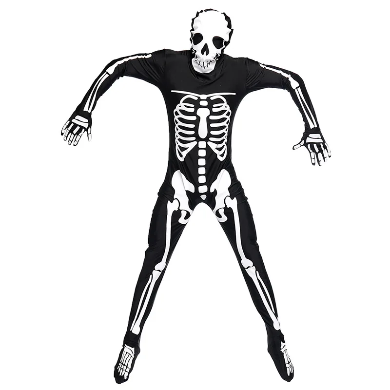 Halloween skull skeleton scary costumes for men women children black and white ghost suits options bodysuit dress S479