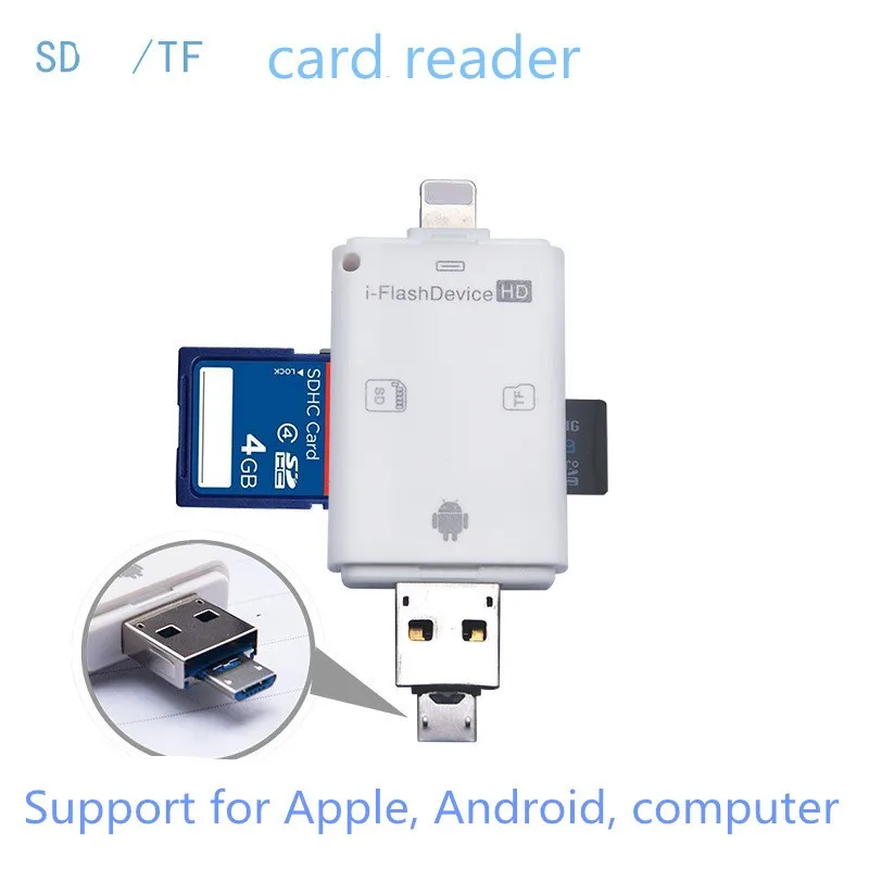 USB Flash Drive SD TF Card Reader For iPhone X 8 7 6s 6 Plus 5 s iPad Air Mini