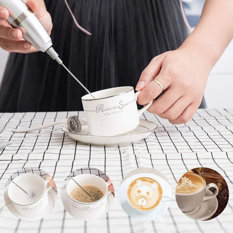 

New 1pc Milk Drink Coffee Beater Electric Mixer Egg Beater Foamer Mini Handle Stirrer Kitchen Practical Kitchen Tool