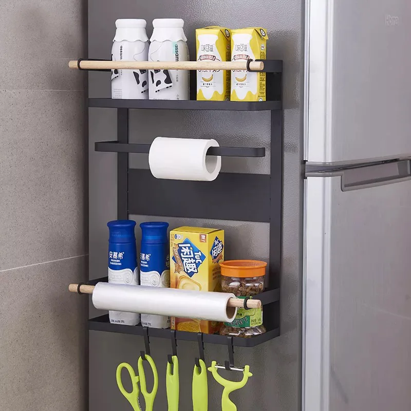Кухня многофункциональный шкаф хранения Магнитная адсорбции для холодильник Side держатель полка многослойная Кухня Организатор