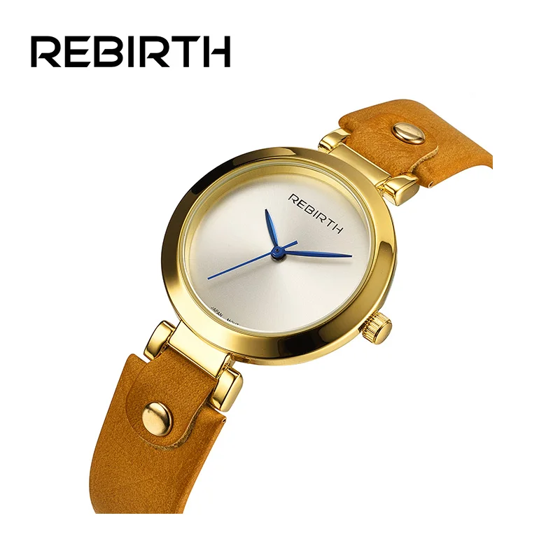 REBIRTH Брендовые женские часы класса люкс кварцевые с кожаным ремешком для девочек