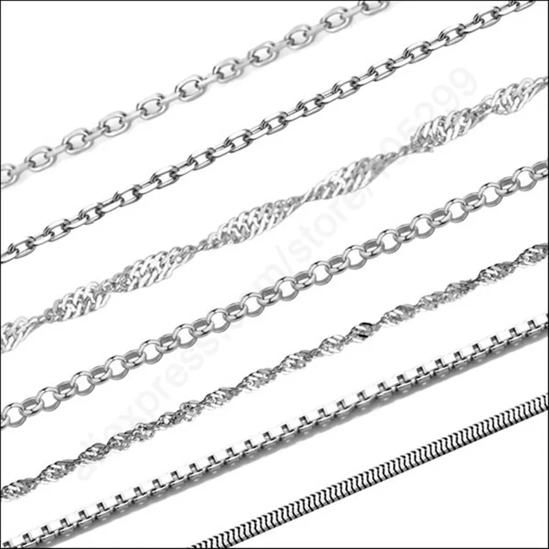 

24Hours Free Fast Shipping 20Pcs Mix 10 Kinds 18" 925 Sterling Silver Needle Jewelry Link Necklace Chains With Lobster Clasps