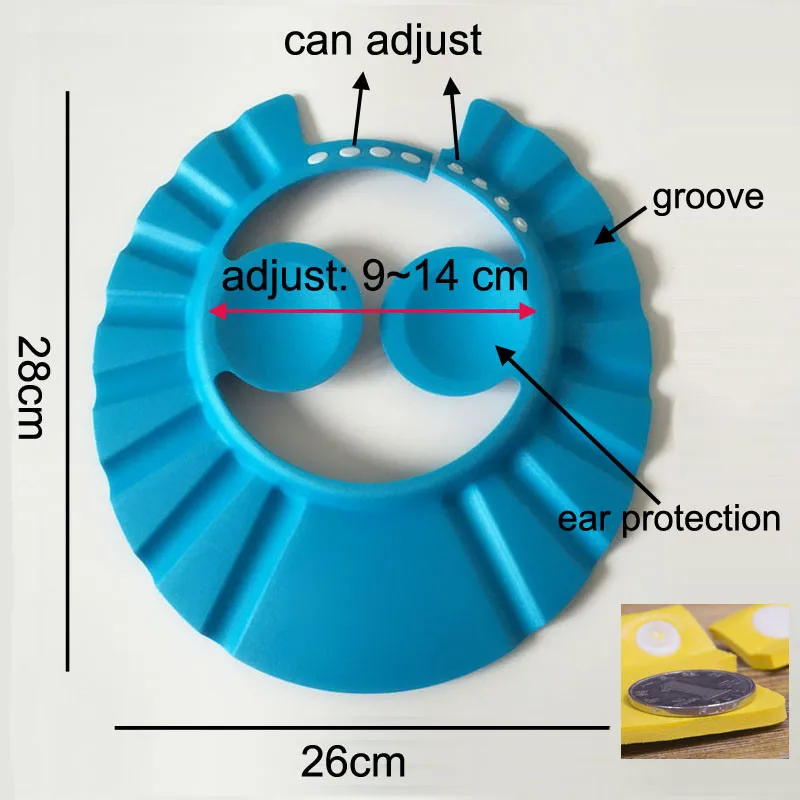 Шапочка для шампуня, мягкие детские инструменты для душа, шапочки для шампуня, Регулируемая Шапочка для мытья волос с защитой ушей, принадлежности для купания ребенка