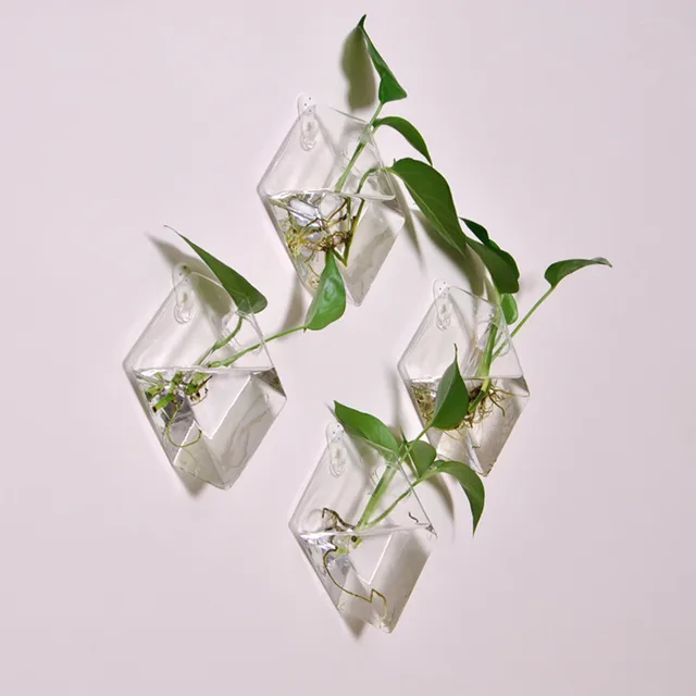 Оригинальный алмаз гипотенузы настенный ваза домашнего декора мода творческий висит аквариума гидропоники цветочная композиция устройство