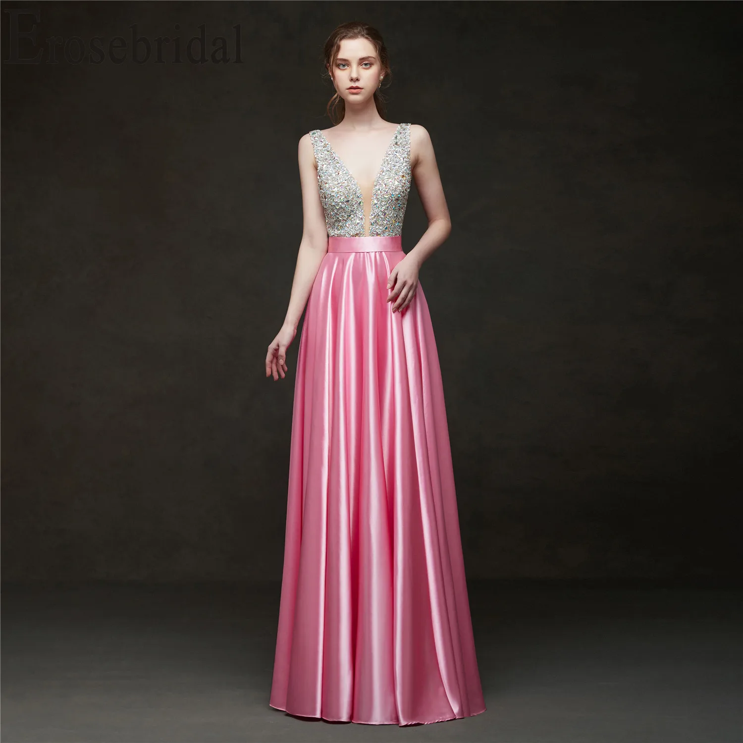 Erosebridal 2019 Evening Dress Long Party Dress Elegant Formal Dresses Evening Gown for Women Pink/Red/Black/Blue/Green/Yellow
