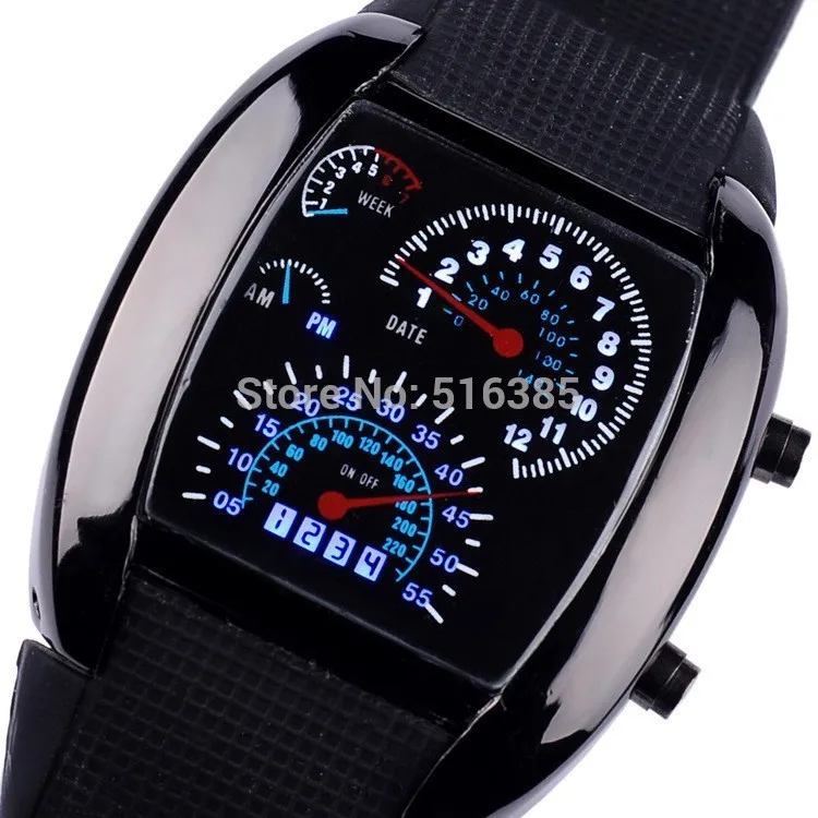 Fashion Watch Men Sports Led Watches Race Speed Car Meter Dial Silicone Strap Men Male Clock Hours Military Watches 6 Colors