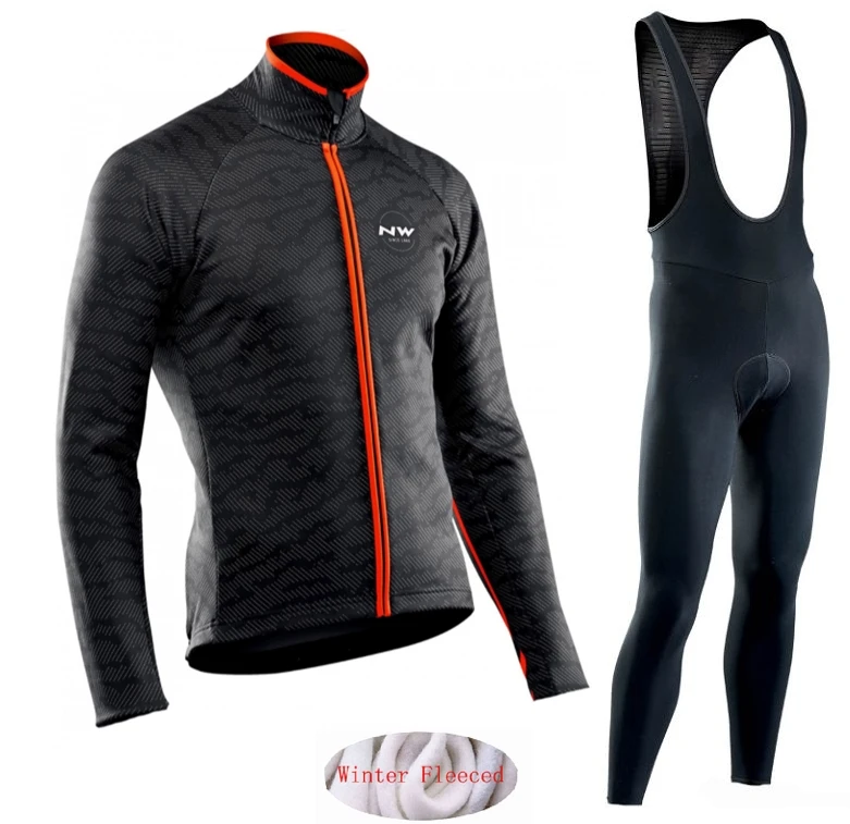 

Northwave 2019 Winter thermal fleece Set Cycling Clothes NW men's Jersey suit Sport riding bike MTB clothing Bib Pants Warm sets