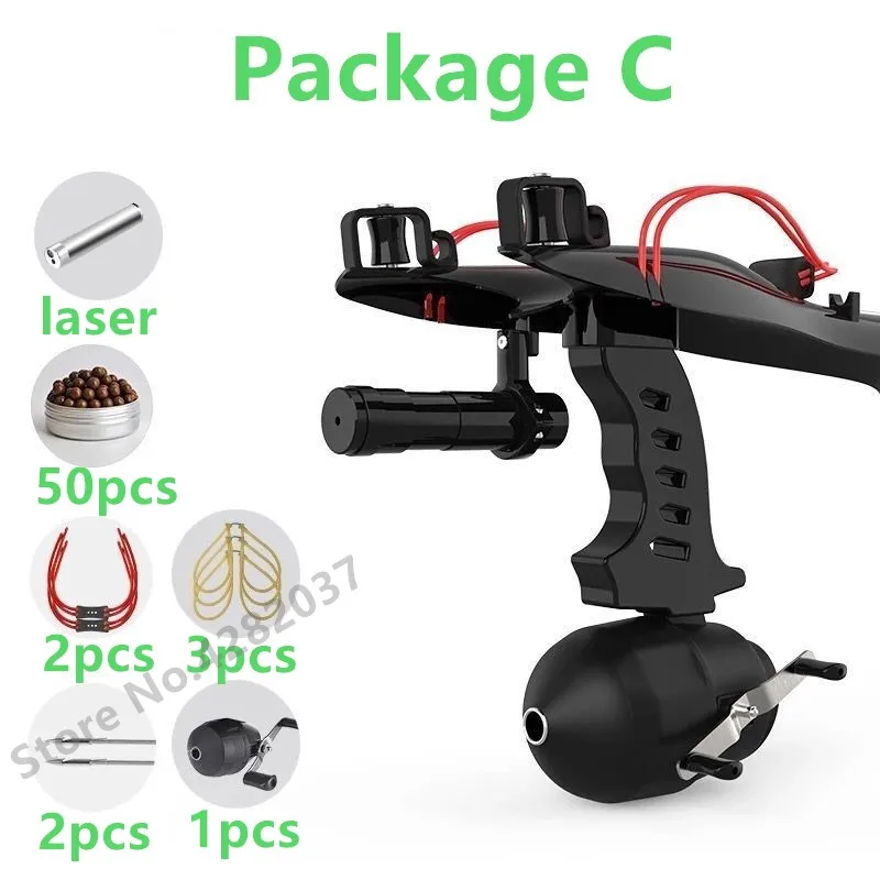 Лазерная Рогатка черная охотничья Рогатка катапульта большая мощная рыболовная Рогатка для стрельбы стрелы, Арбалет Лук открытый инструмент - Цвет: Package C
