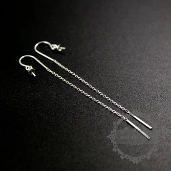 

130mm long solid 925 sterling silver earrings wire with drop bail for beading 1702157