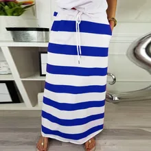 SAGACE юбка женская летняя сексуальная модная Полосатая юбка с высокой талией на шнуровке длиной до щиколотки Макси Длинная юбка jupe femme vadim jupe femme 9704