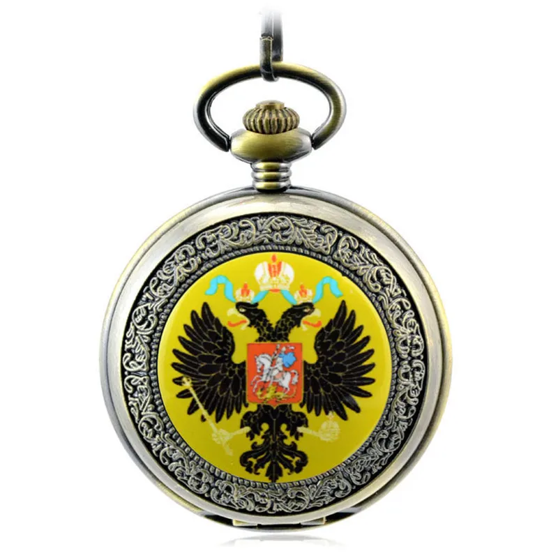 Russia National Emblem Memorial Retro Automatic Mechanical Pocket Watch