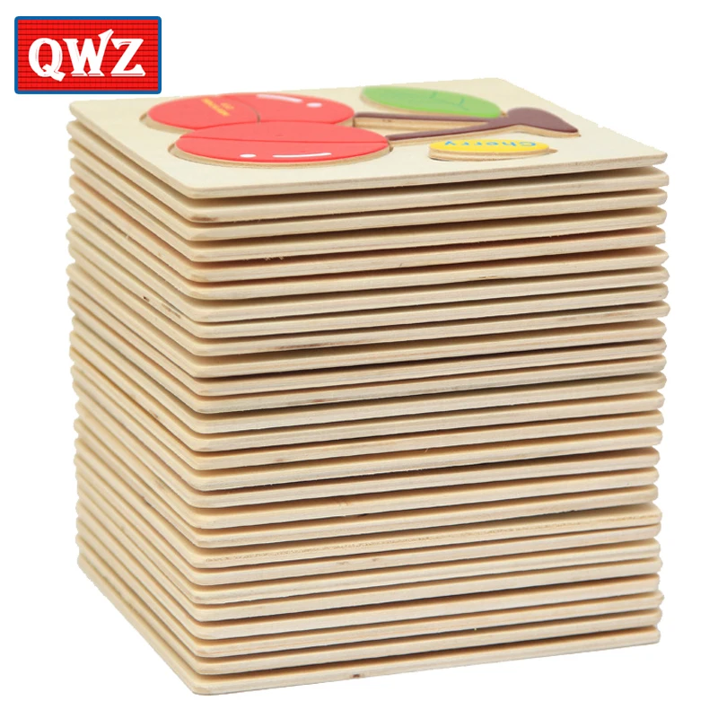 QWZ Деревянные 3D головоломки деревянные игрушки для детей пазлы с мультяшными