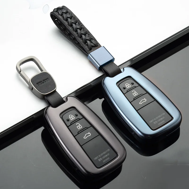 

Car Aluminium Alloy Key Holder Cover Case Shell For Toyota Camry Corolla C-HR CHR Prado RAV4 Prius 2018 2019 2/3/4 Buttons