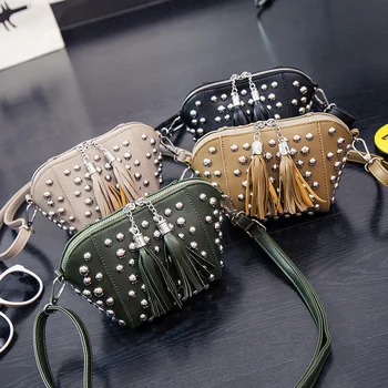 

Casual small rivet candy color handbags new fashion clutches ladies party purse women crossbody shoulder messenger bags MQ-66