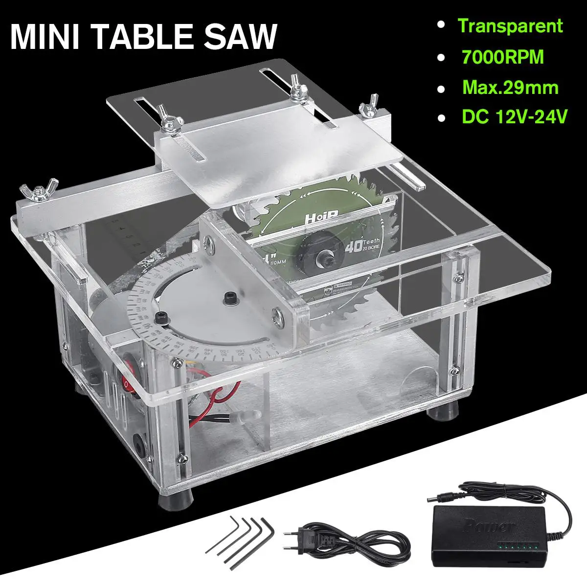 

NEW 7000RPM Mini Table Saw Handmade Woodworking Bench Saw DIY Hobby Model Crafts Cutting Tool with Power Supply