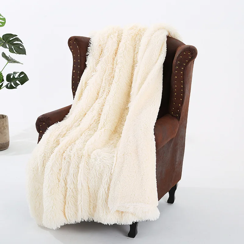 Супер мягкий длинный мохнатый пушистый мех искусственный мех теплый элегантный уютный с пушистым шерпа плед кровать диван одеяло подарок - Цвет: Beige