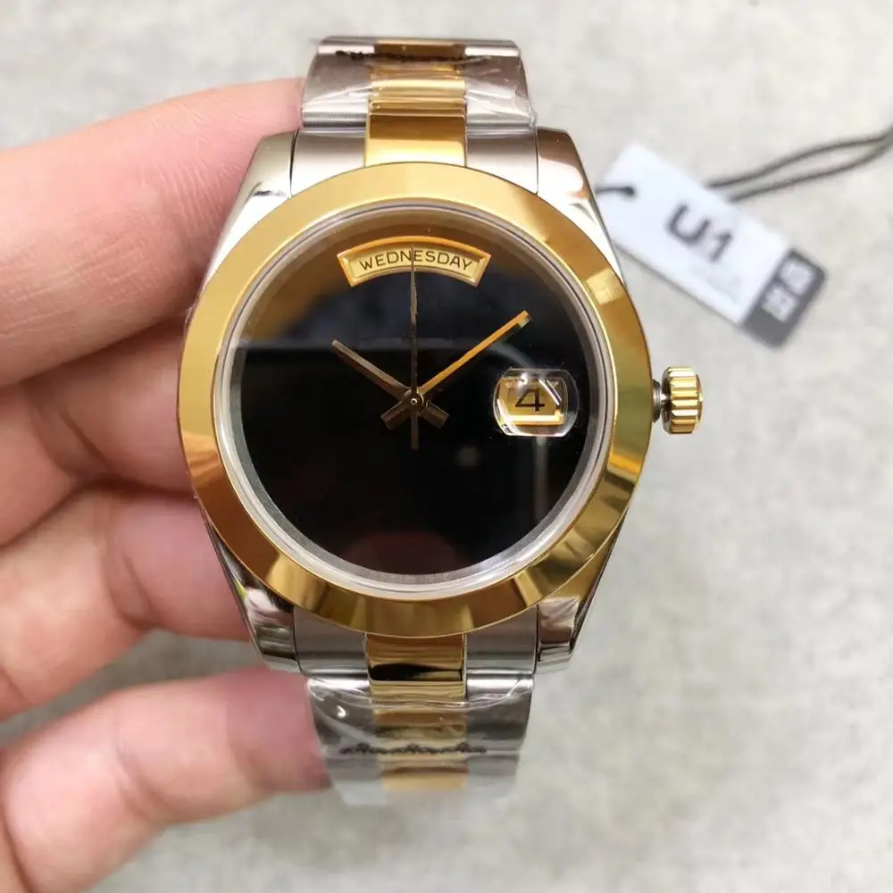 

Two-tone Daydate Date yellow Gold 18K Black Dial Crown 41MM Sapphire stainless steel Original strap Automatic Movement AAA watch