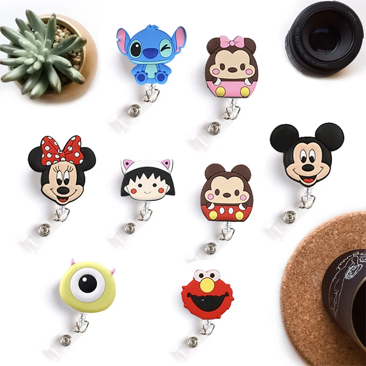 

Wholesales 30pcs/lot Student nurse Cartoon Name id Badge Card Holder Retractable Badge Holder lanyards Plastic Chest Office Card